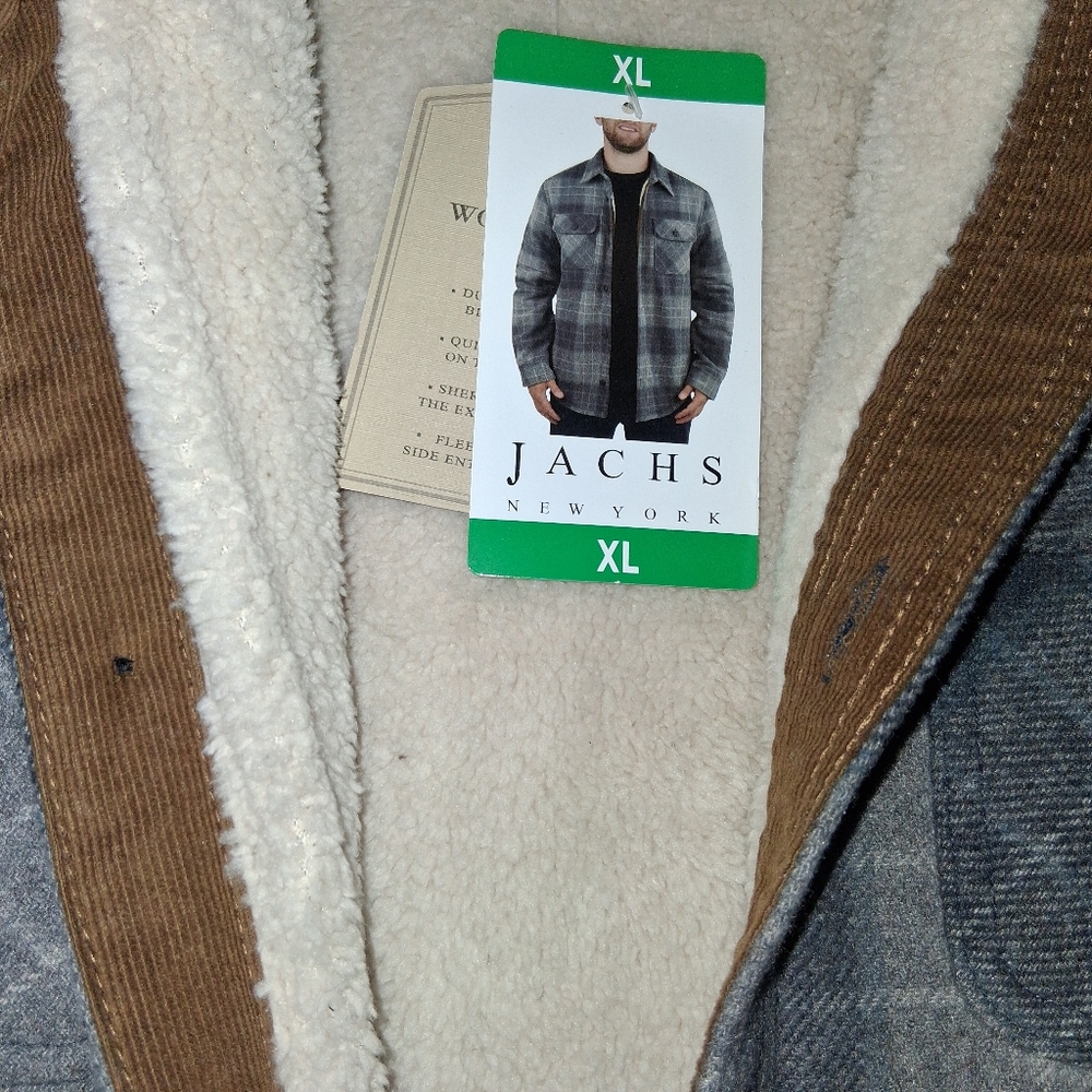 MEN'S JACHS NY WOOL BLEND QUILTED SHERPA LINED GRAY PLAID SHIRT JACKET. XL. - Picture 9 of 10